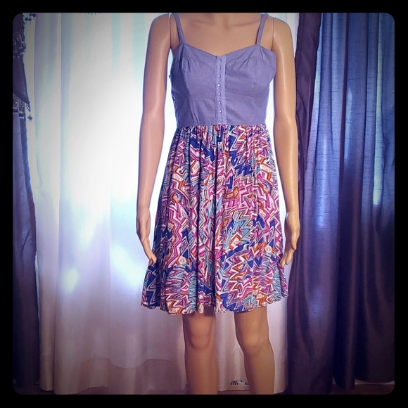 ❤️HP 08/14. Denim top corset & geometric Sundress - Picture 3 of 12